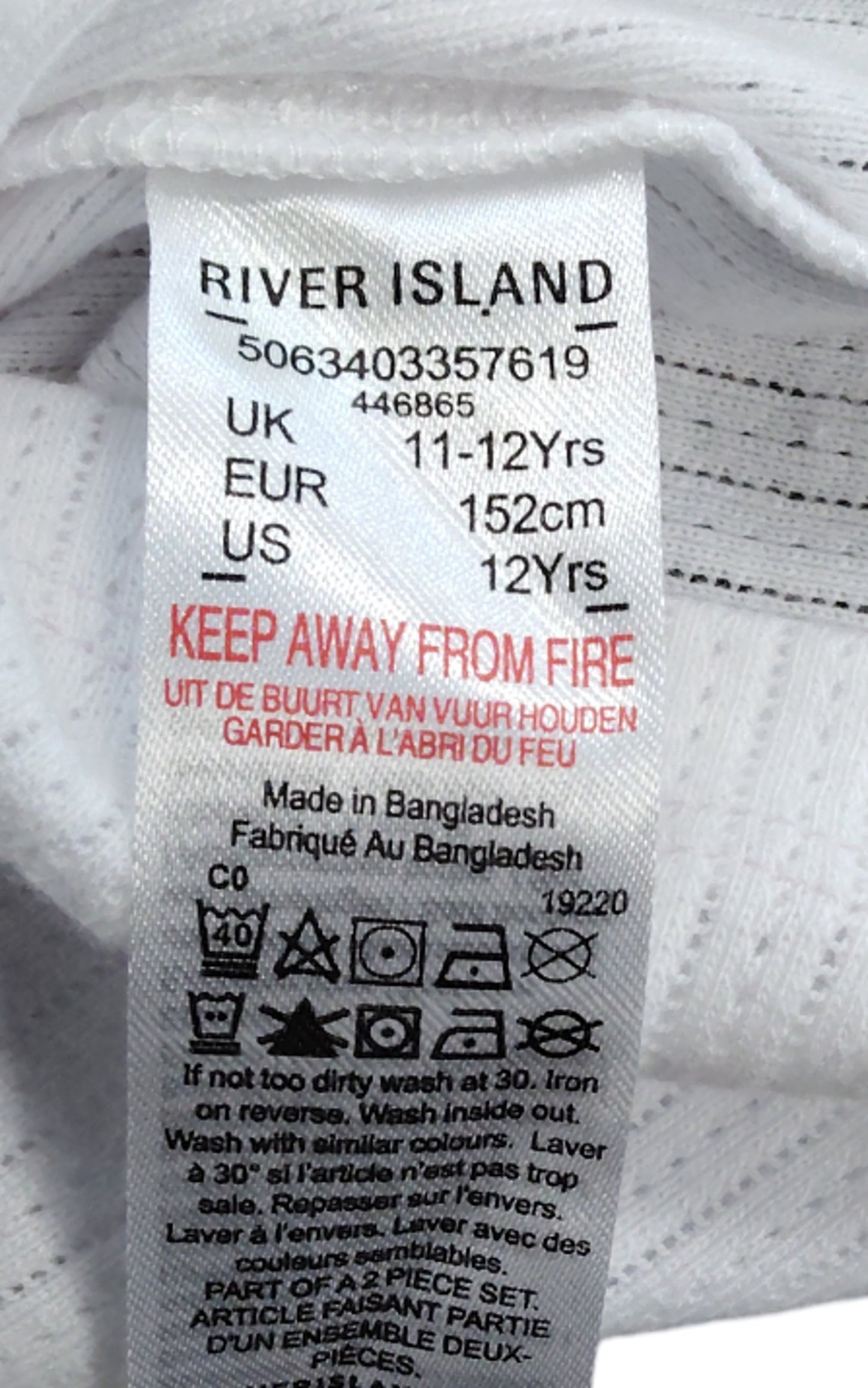 River Island Women's Golf Top Size 11 12 Short Sleeve Zip Collar White Pink