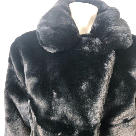 Sosandar Women's Faux Fur Coat Size 18 Black Luxurious Warm Jacket