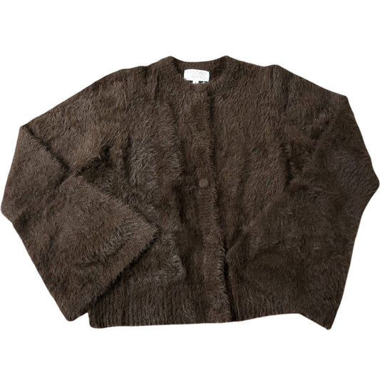 Women's Chocolate Flare Sleeved Tansy Cardigan Size 8 Soft Faux Fur Open Front