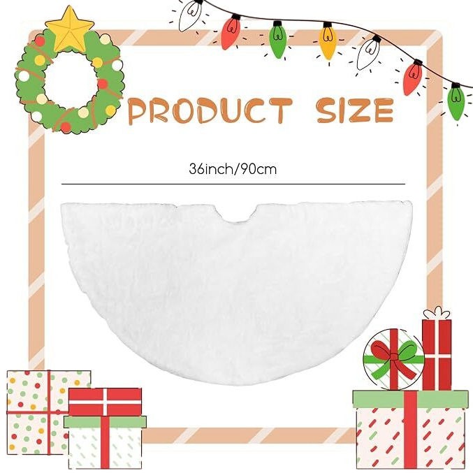White Plush Christmas Tree Skirt 36"