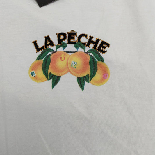 River Island La Peche Fruit Market T-Shirt XL Men's White Cotton Graphic Tee