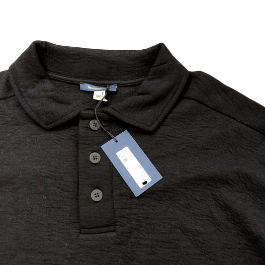 River Island Black Polo Jumper Size L Men's Long Sleeve Button Up Top