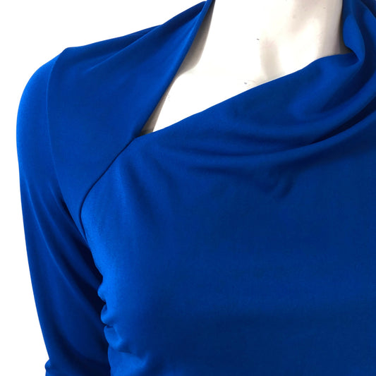 Branded Women's Long Sleeve Top UK Size 10 Blue Draped Design Casual Wear