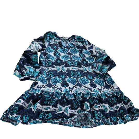 Women's Blue Floral Print Dress UK14R Stylish Comfortable Viscose Cotton