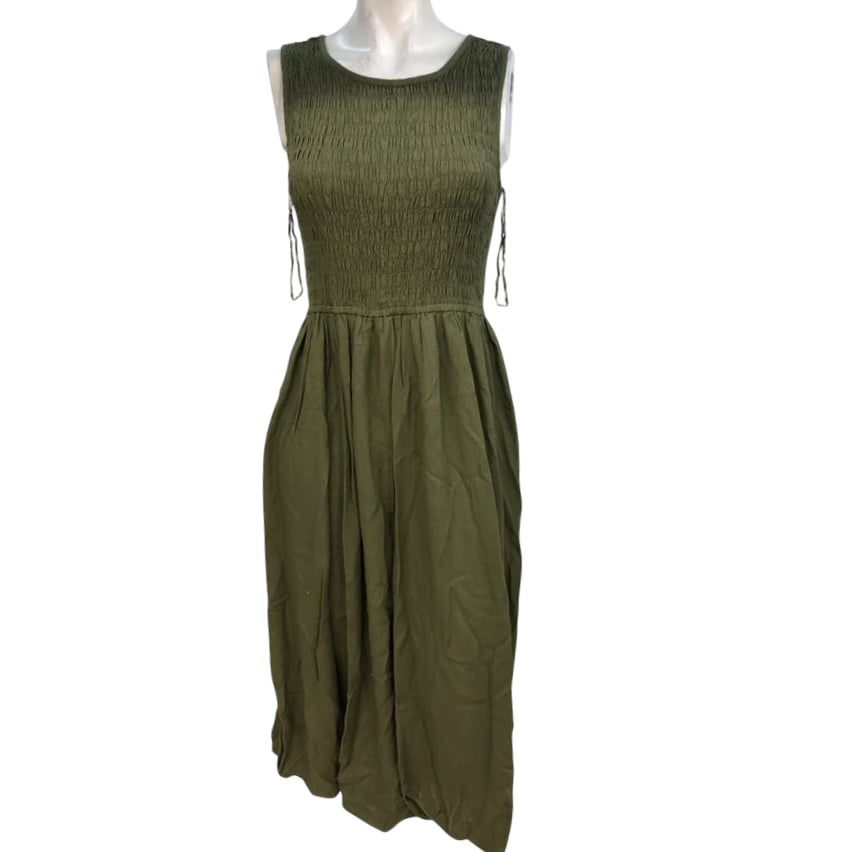 River Island Khaki Summer Safari Dress UK16 Women's Casual Midi Sleeveless