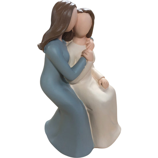 Mothers Day Gift Elegant Resin Figurine Embracing Love Sculpture Gray White