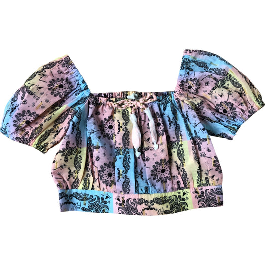 River Island Girls Top 2-3 Years Pink Patterned Short Sleeve Blouse