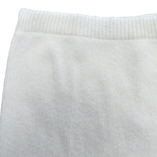 River Island Women's Midi Skirt UK M Cream Knit Design Side Split