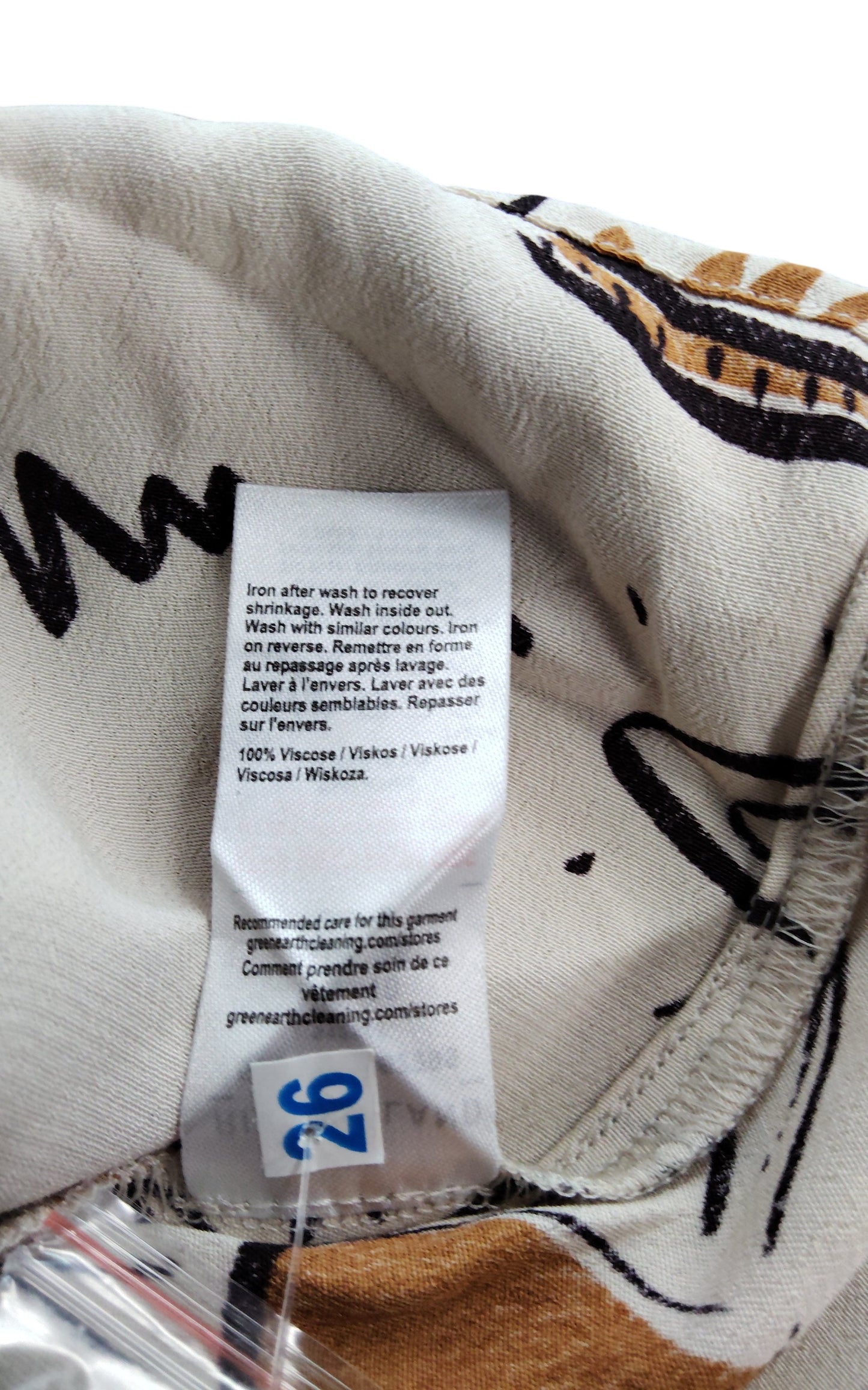 River Island Women's Casual Shirt UK10 Cream Viscose Printed Design Long Sleeve