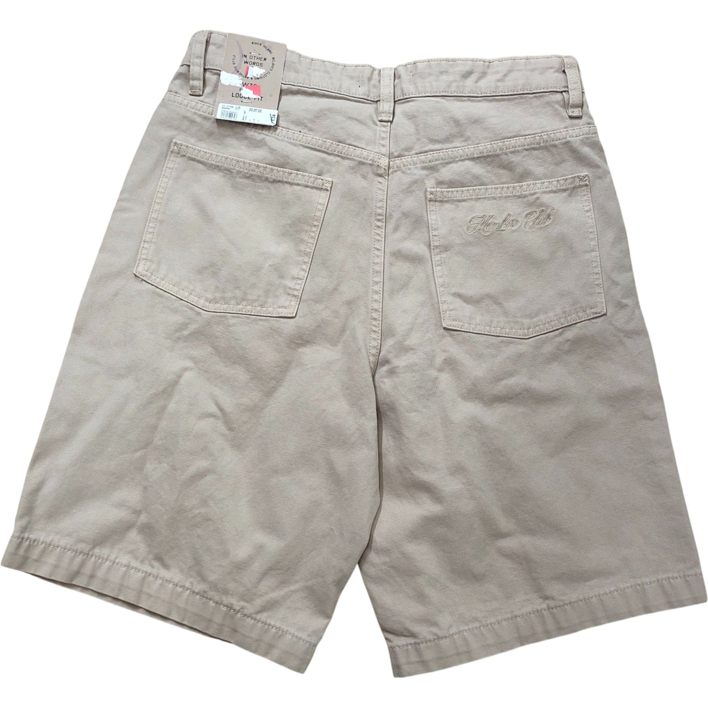 River Island Men's Loose Fit Cargo Shorts W30 Beige Cotton Lightweight