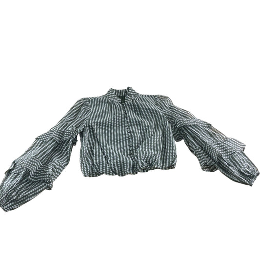 Branded Khaki Spotted Cropped Blouse Size 8-10
