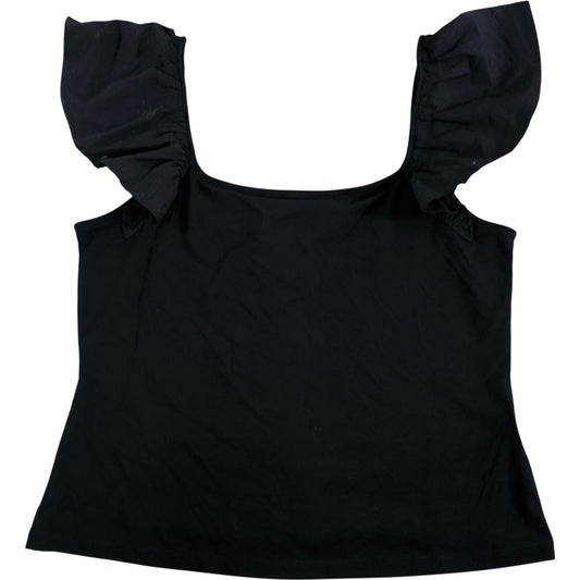 Branded Black Puff Sleeve Crop Top UK 12 Women's