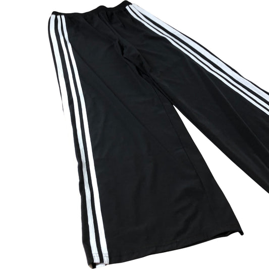 Kid's Black Wide Leg Tracksuit Bottoms with Stripes 14-15 Years