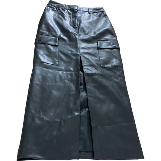 River Island Grey Leather Effect Skirt UK8 Women's Pockets