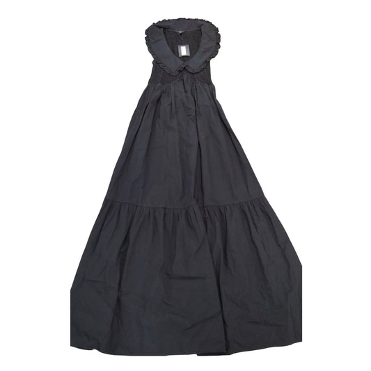 River Island Black Dress UK8 Women's Ruffle Collar Maxi Tiered Cotton
