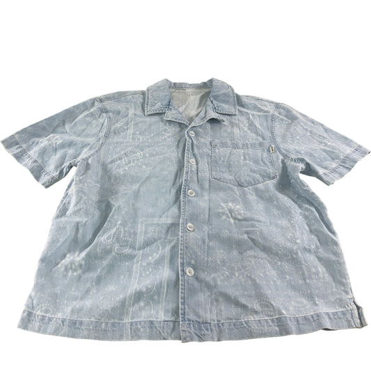 River Island Short Sleeve Shirt Men Summer Lightweight Casual Blue Medium
