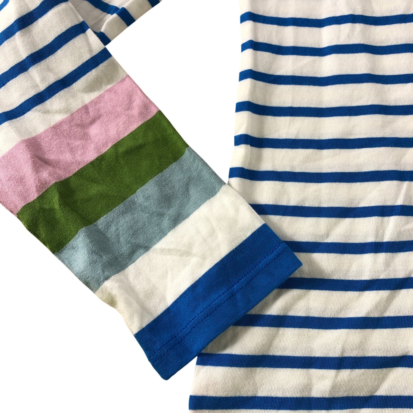 Boden Blue Striped Long Sleeved Multicoloured Striped Cuff Top - Size 10