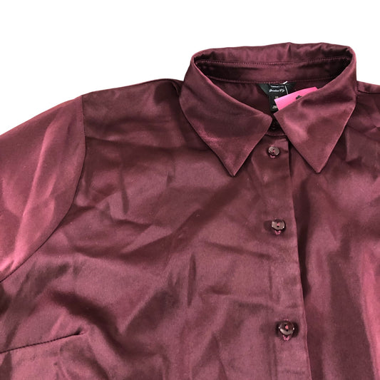 River Island Wine Colour Button Up Shirt UK18 Women's Standard Fit Polyester