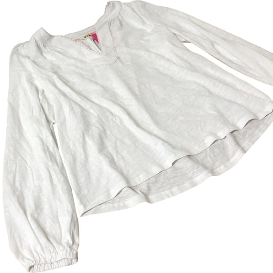 Ava Long Sleeve Trim Top Women's Casual White Cotton UK12