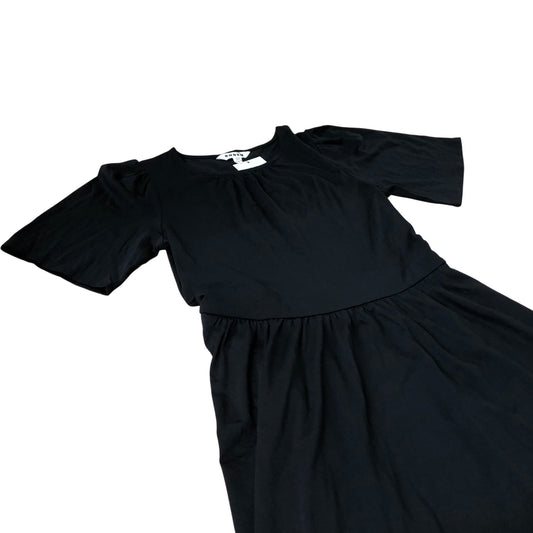 Black Midi Dress Women's Short Sleeve Flowy Casual Dress UK8
