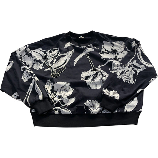 River Island Black Floral Print Sweatshirt Women's Long Sleeve Top Size Small