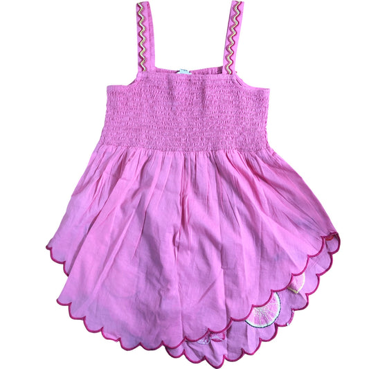RIVER ISLAND Girls Pink Embroidered Dress UK11-12 Years Floral Fruit Detail