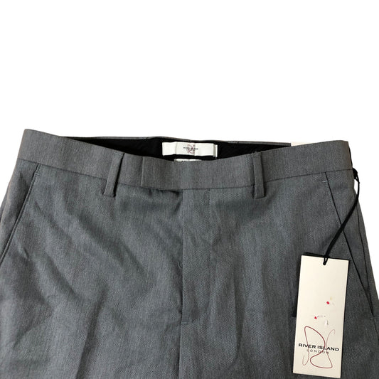 River Island W30 L34 Skinny Fit Trousers Men's Grey Casual Fashion