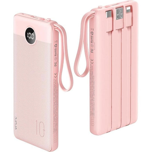 Vrurc 10000mAh Power Bank Model T1116 USB Type C Travel Friendly Charger