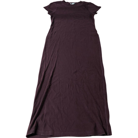 River Island UK14 Women's Burgundy Ribbed Midi Dress Short Sleeve Casual