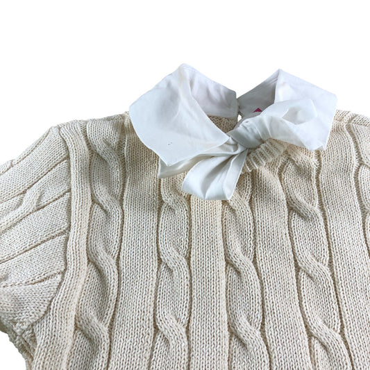 River Island Women's Cable Knit Sweater UK XS Cream Long Sleeve Bow Detail