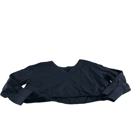 River Island Crop Top UK18 Women's Black Long Sleeve V Neck Blouse