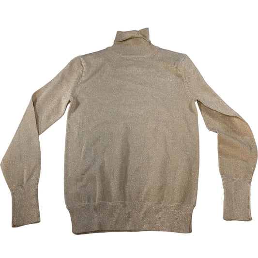 River Island Petite Turtleneck Sweater UK6 Women's Metallic Knit Jumper Beige