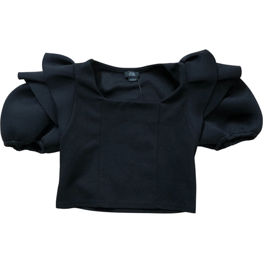 River Island Black Puff Sleeve Top Size 5-6 Years Girls Clothing Trendy Style