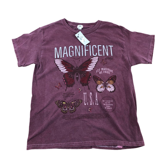 River Island Magnificent Graphic T-Shirt Kids Butterfly Design Size 9-10 Years