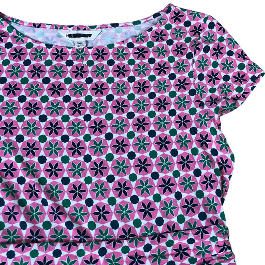 Floral Print Dress UK12 Women's Short Sleeve Comfortable Viscose