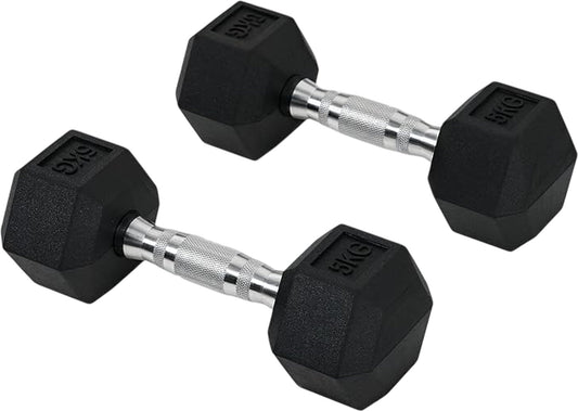 POLY HEX Dumbbell Set 5kg x2 New Free Weights Fitness Equipment Strength