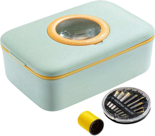 Quilting Sewing Set Storage Box With Magnifier Mint Green