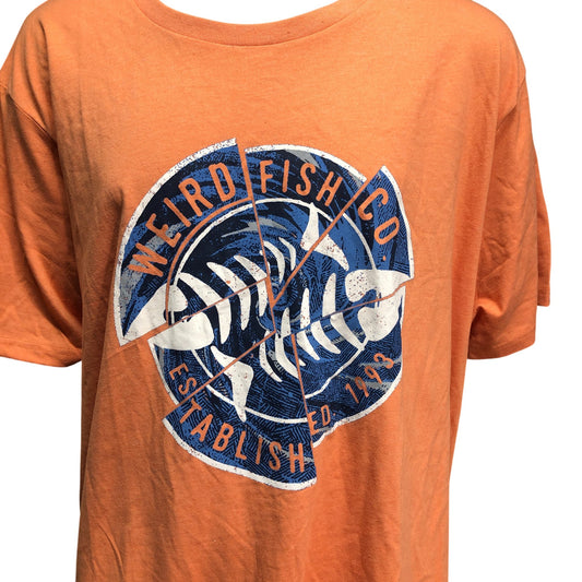 Weird Fish Co T-Shirt 4X Large Men's Orange Organic Cotton Graphic Tee
