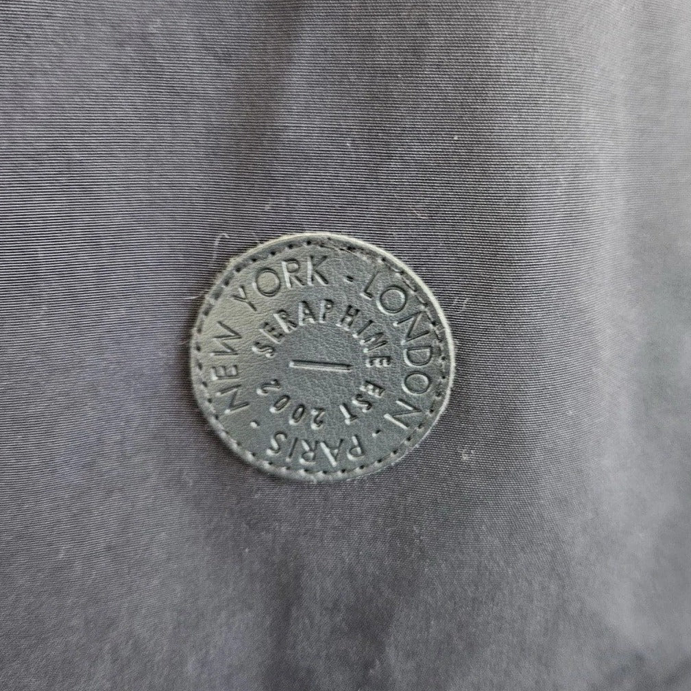 Seraphine Maternity Parka Coat Size 8 Navy Blue Faux Fur Lining Hood Midi