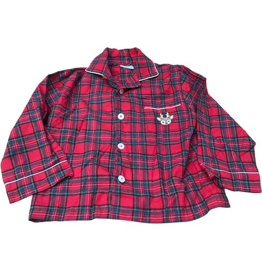 Trotters Kids Red Plaid Pyjamas Set Size 6-7 Years Flannel Cotton Check Sleeves