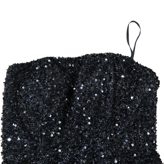 Jarlo Clement Sequined Strapless Dress Women's Black Evening Gown Size 8