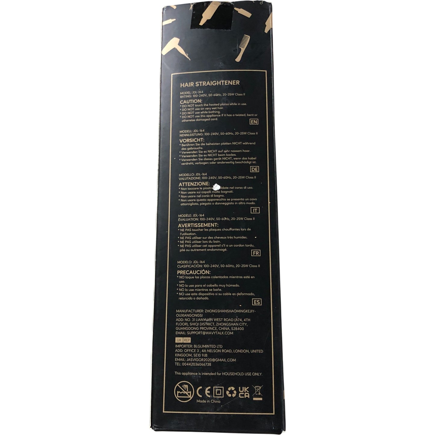 WavyTalk 18mm Mini Ceramic Hair Straightener Portable Styling Tool Black