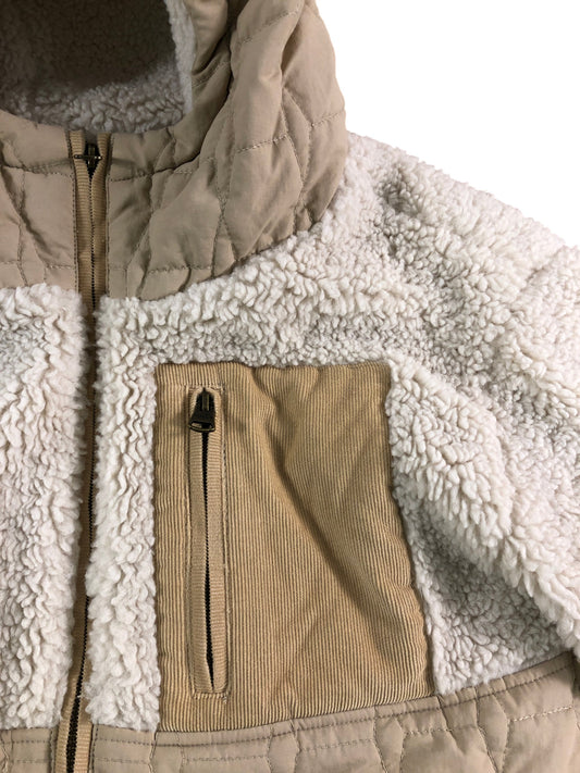 FATFACE Quilted Hooded Jacket Women's Chunky Fleece Cream Size UK 6
