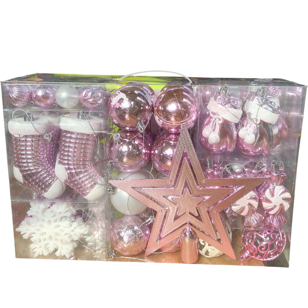 Soledi Christmas Décor Ornaments Set Pink White 128 Decorations