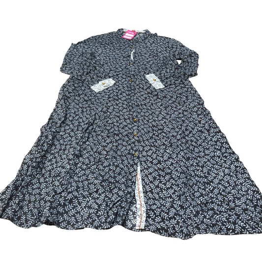 Long Sleeve Button Up Dress Size 12 Women Floral Print Viscose Black