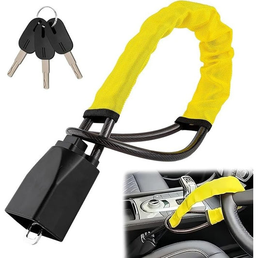 OHVBAEON Steering Wheel Lock Easy Install Security Device Strong Durable Yellow