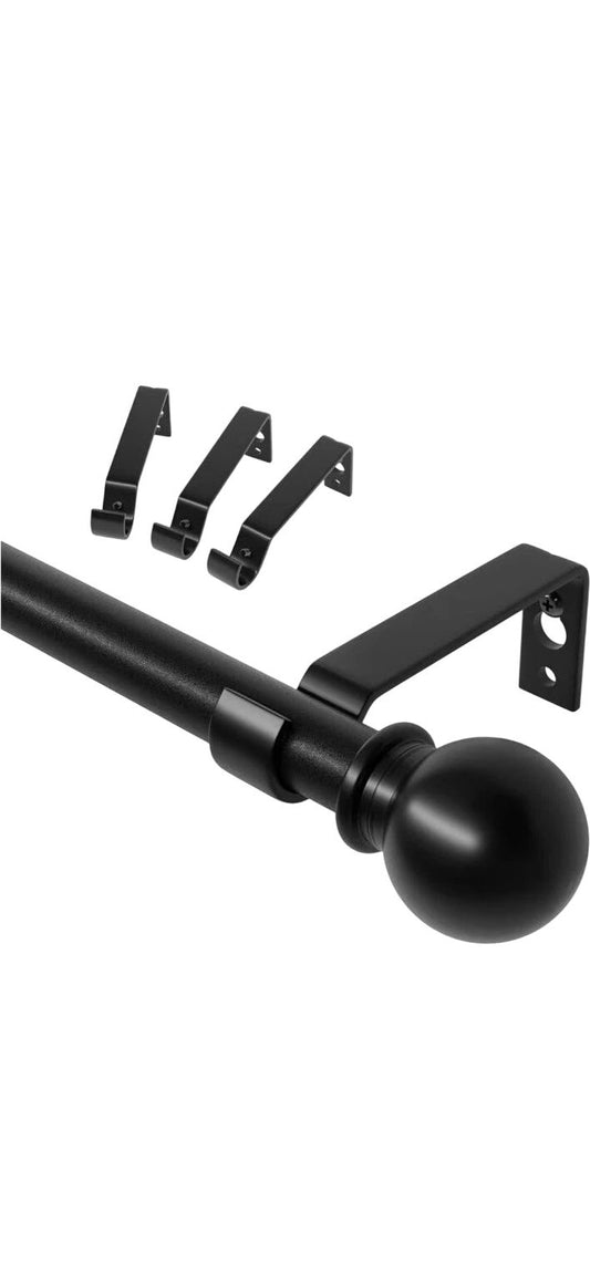 Black Metal Splicing Curtain Rod Adjustable Length 52 Inch