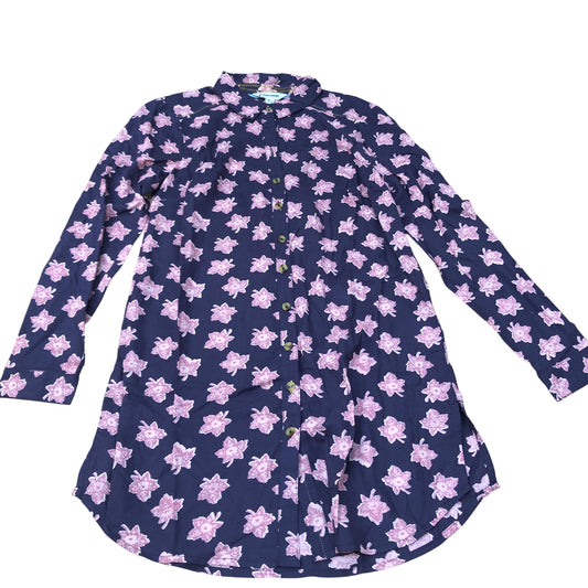 Long Sleeve Dress UK Size 6 Women's Viscose Navy Pink