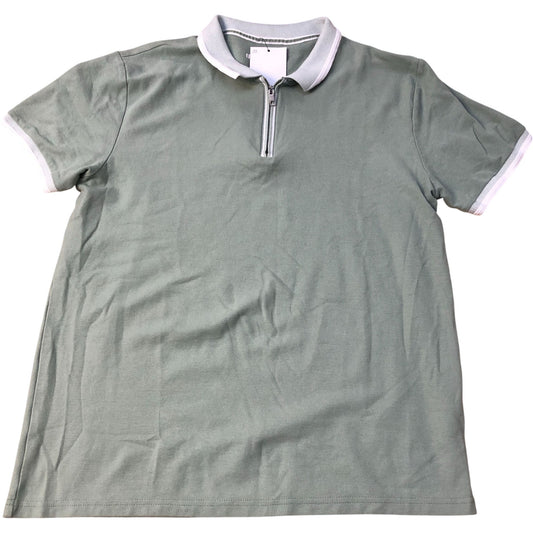 Threadbare Polo Shirt Regular Fit Khaki Zip Neck Size L