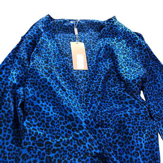 Branded Blue Leopard Print Dress - Size 16